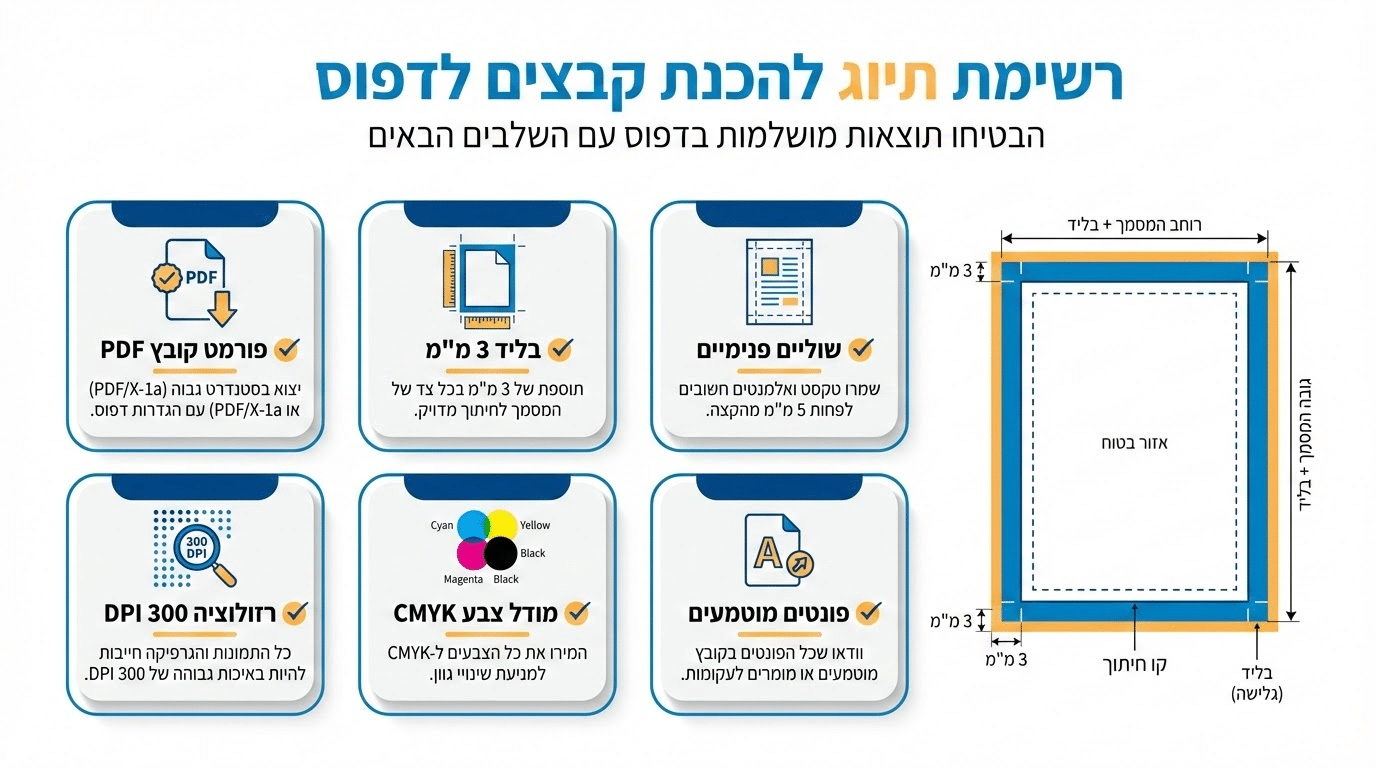 הכנת קובץ להדפסה למניעת טעויות