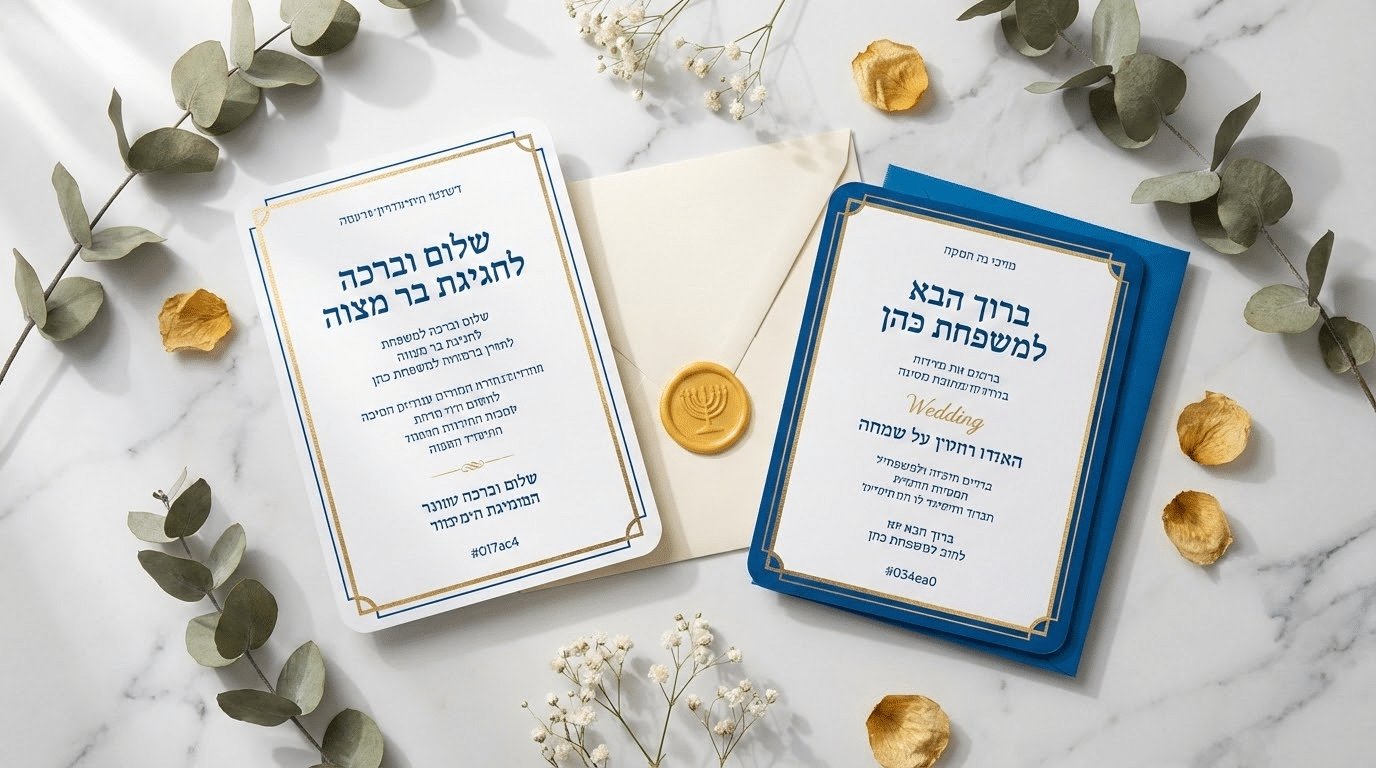 הדפסות לאירועים משפחתיים - הזמנות מעוצבות לשמחות