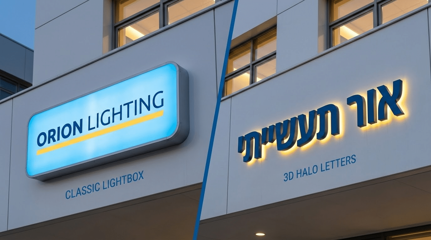 ההבדל בין שלט מואר לאותיות מוארות